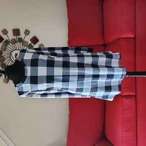 Vintage Checker-Board Swing Dress / Tunic Top with Side Pockets.